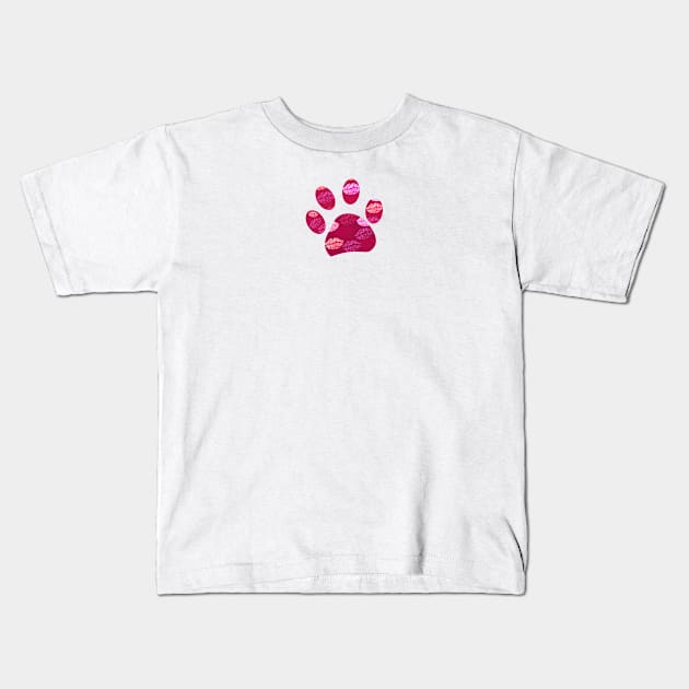 Paw print with lips. Valentine's day Kids T-Shirt by GULSENGUNEL